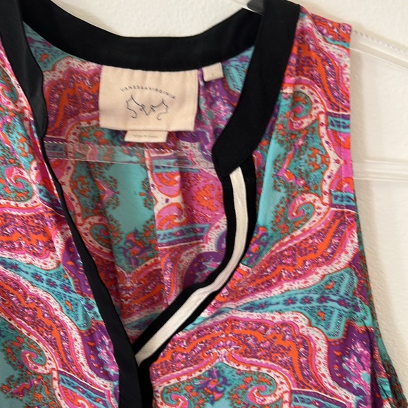 vanessa virginia anthropologie pink sheer paisley print sleeveless boho - Picture 4 of 8